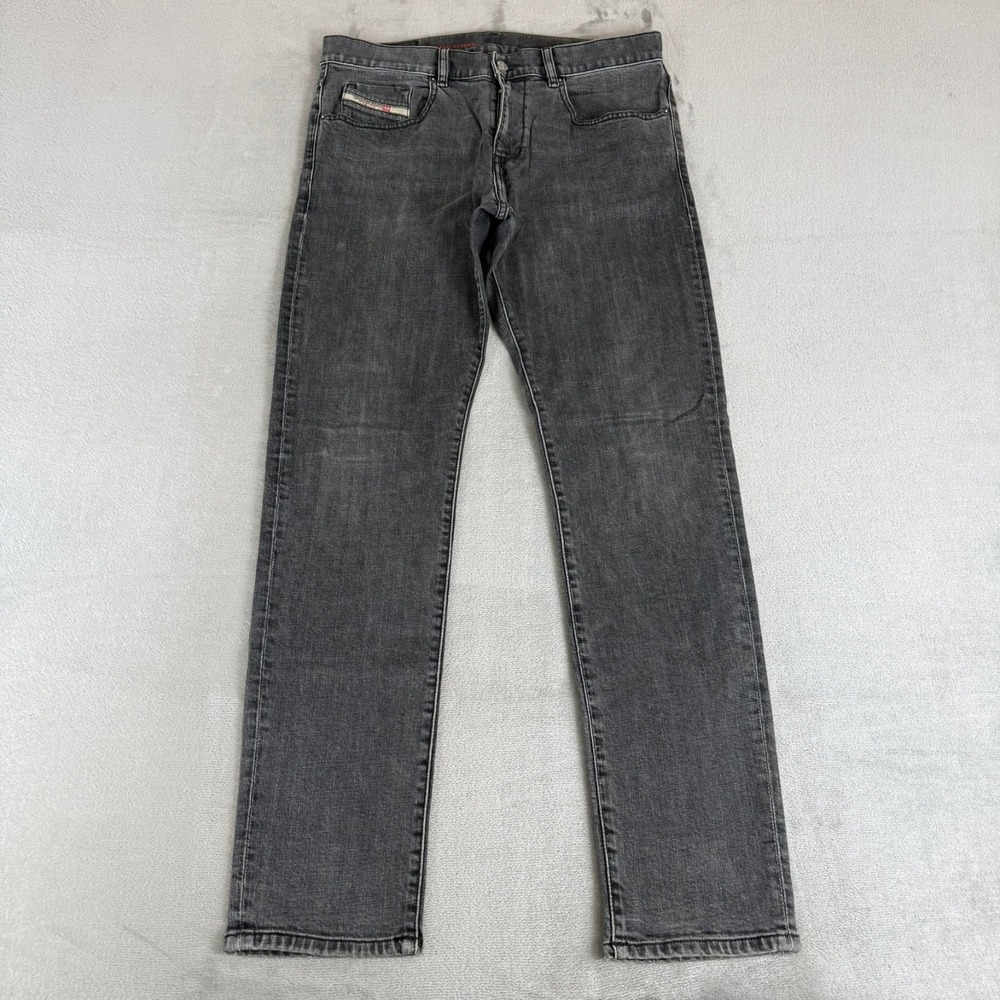 Diesel D-Strukt Slim Straight Jeans Mens 32x32 Black Denim Distressed Stretch